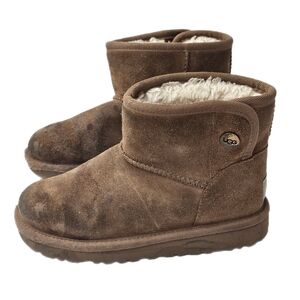 UGG Jona Chestnut Suede Sheepskin Lined Kids Winter Boots Toddler Size 12